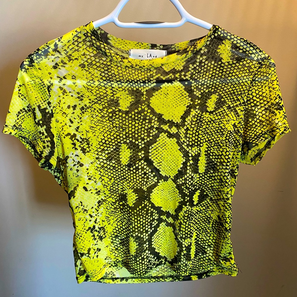 Cropped Snakeskin Sheer Top